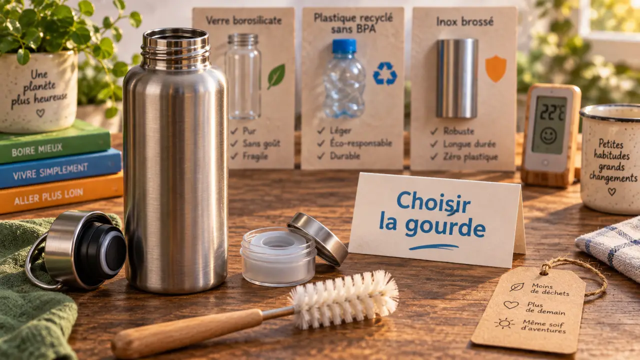 Gourde écologique en acier inox, à garder longtemps pour limiter l’impact
