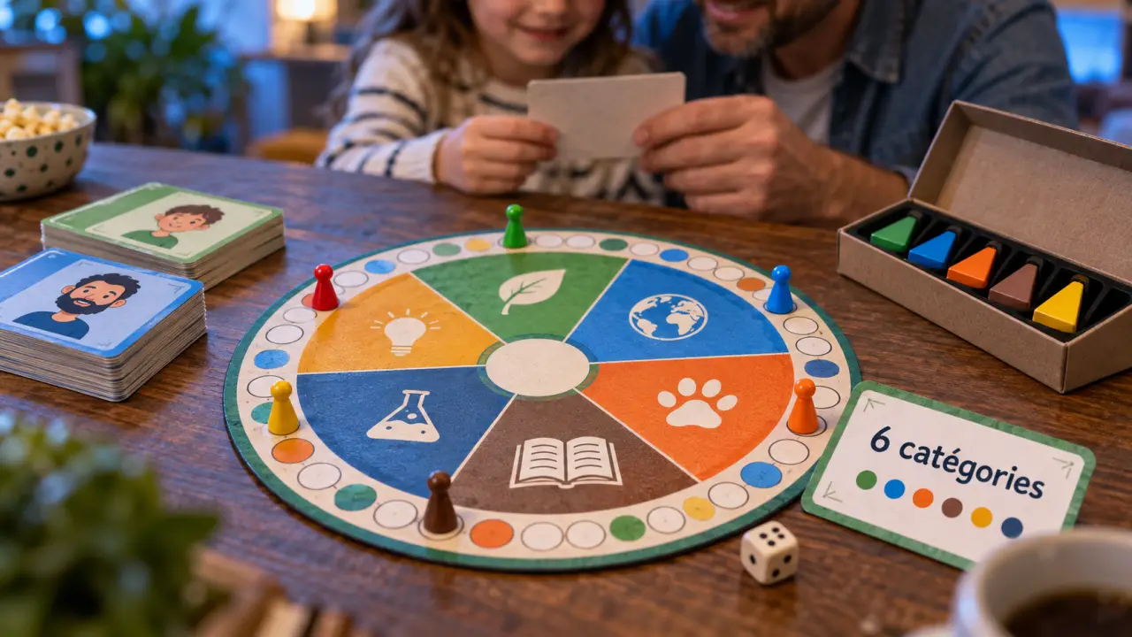 Jeu trivial pursuit famille : questions enfants et parents sur un plateau