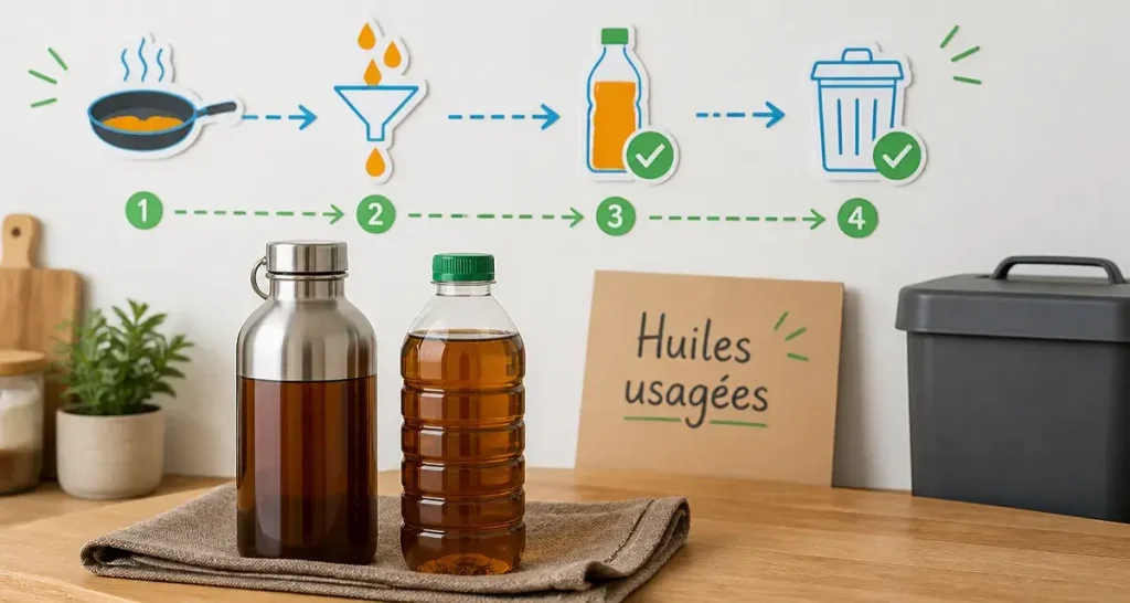 Où jeter huile de friture : contenants pour huiles usagées