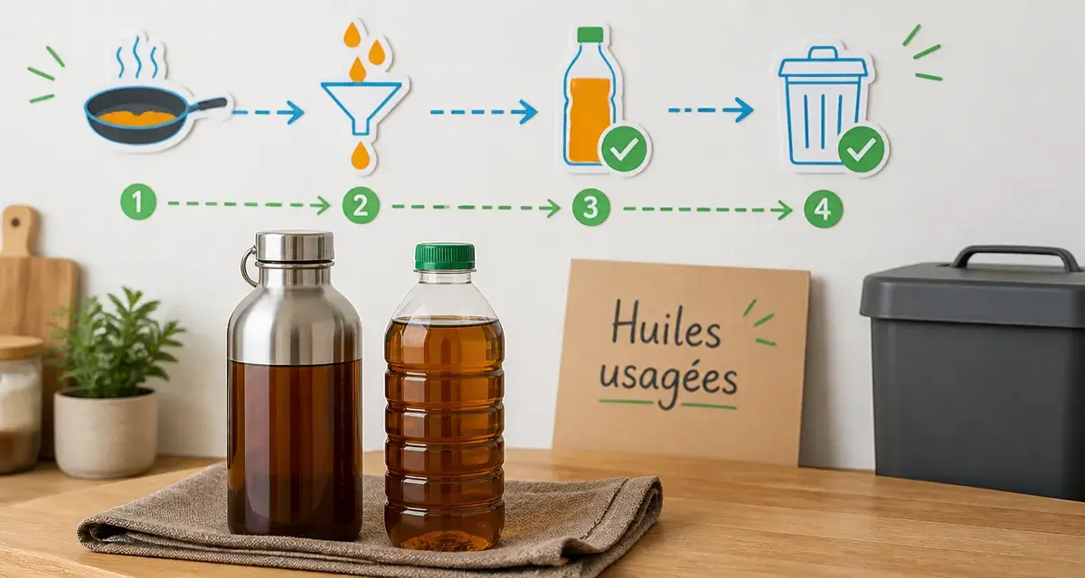 Où jeter huile de friture : contenants pour huiles usagées