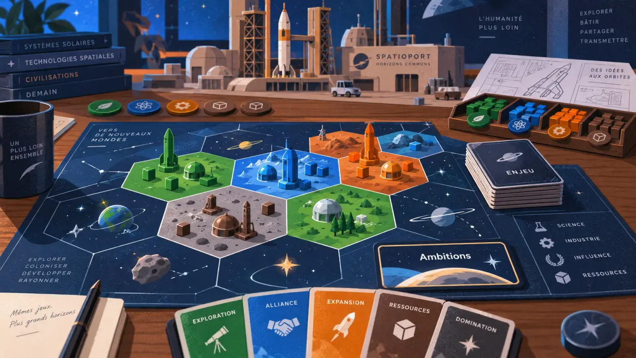 Arcs jeu de société : conquête spatiale avec cartes enjeux