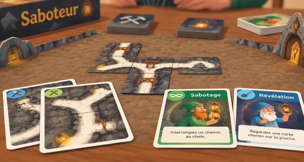 Saboteur est un jeu de société fondé sur le bluff et les rôles cachés