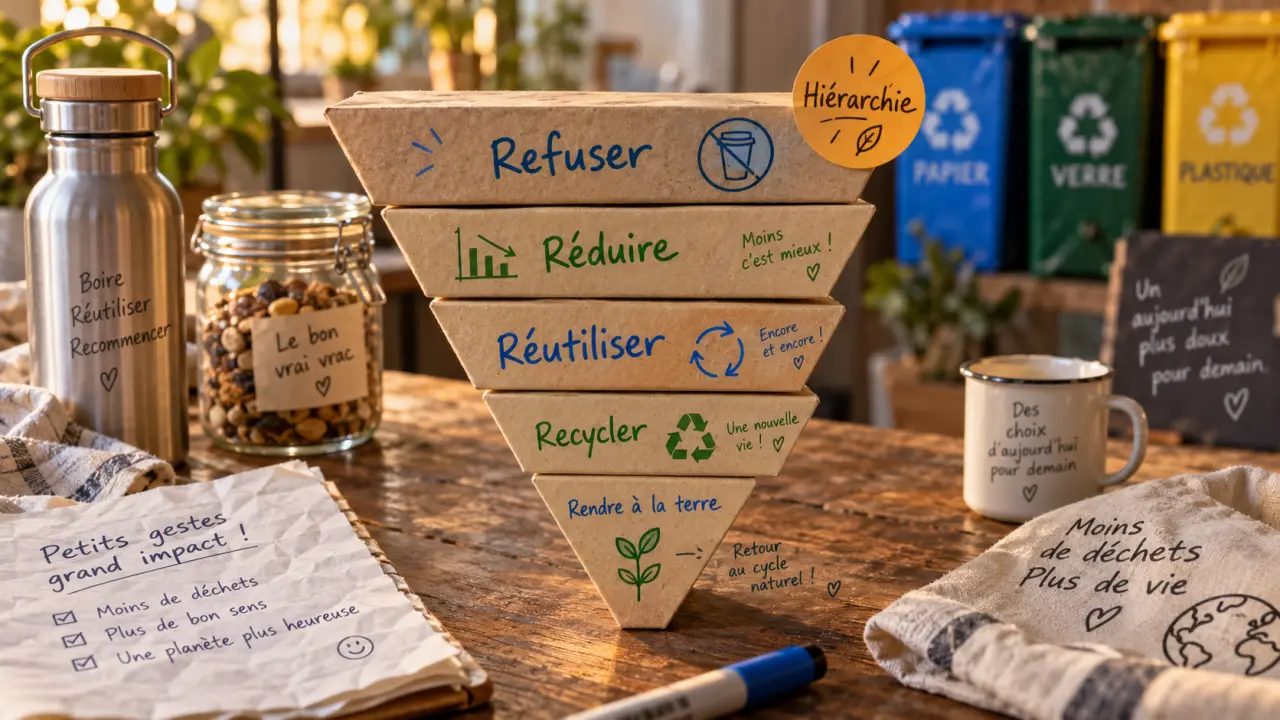 Les 5 R zéro déchet : refus, réduire, réutiliser, recycler, rendre à la terre